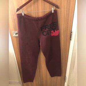 Free city Large Burgundy Sweatpants With Drawstring